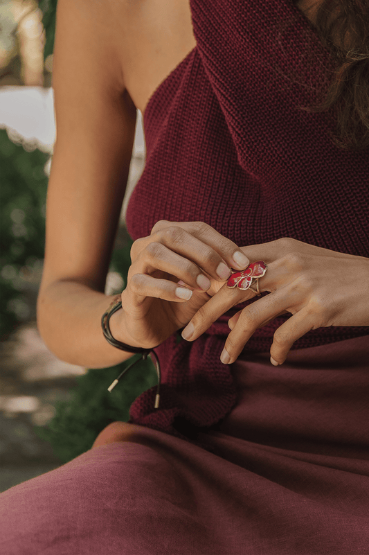 Anillo simple terciopelo oro