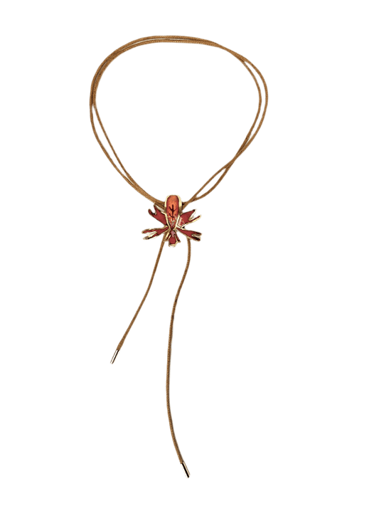 Choker Cuero Schizanthus rosa