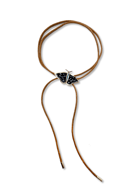 Choker Cuero mariposa negra