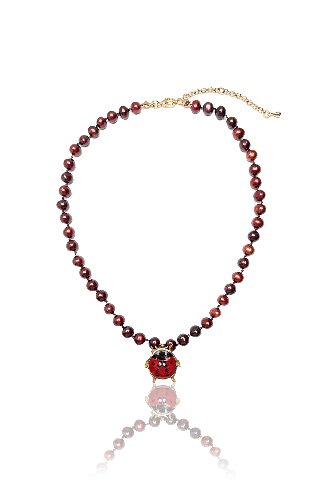 Collar perlas burdeo chinita
